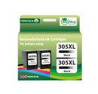 Remanufactured HP305XL Black Twin Pack