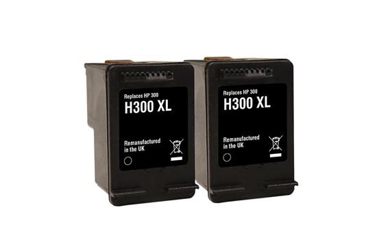 Picture of Jet Tec Recycled HP 300XL Black Ink Cartridge Twin Pack