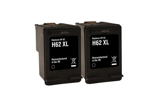 Picture of Jet Tec Recycled HP 62XL Black Ink Cartridge Twin Pack