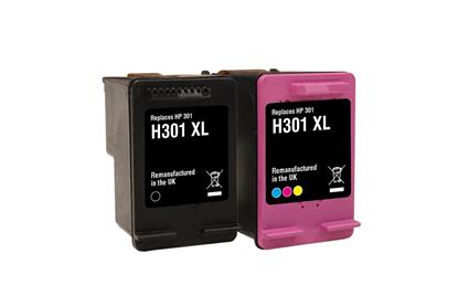 Picture of Jet Tec Recycled HP 301XL Black & Colour Ink Cartridge Combo Pack