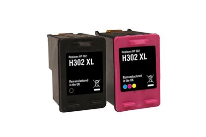 Picture of Jet Tec Recycled HP 302XL Black & Colour Ink Cartridge Combo Pack