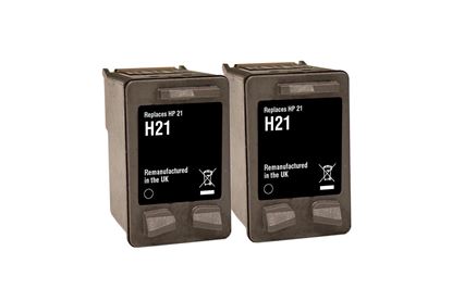 Picture of Jet Tec Recycled HP 21 Black Ink Cartridge Twin Pack