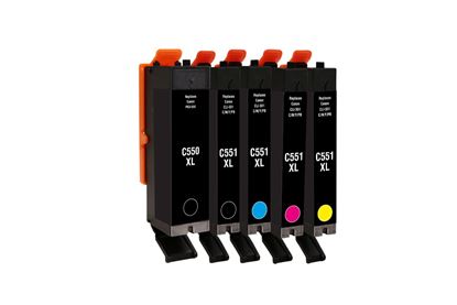 Picture of Jet Tec Recycled Canon PGI-550XL Black & CLI-551XL Black, Cyan, Magenta, Yellow Ink Cartridge Multipack