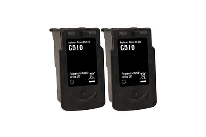 Picture of Jet Tec Recycled Canon PG-510 Black Ink Cartridge Twin Pack