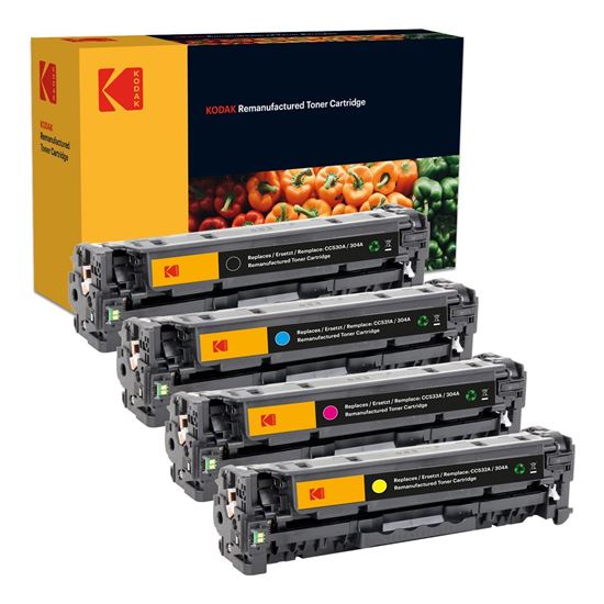 Picture of Kodak Replacement HP 304A Black, Cyan, Magenta, Yellow (CC530/1/2/3A) Toner Cartridge Multipack