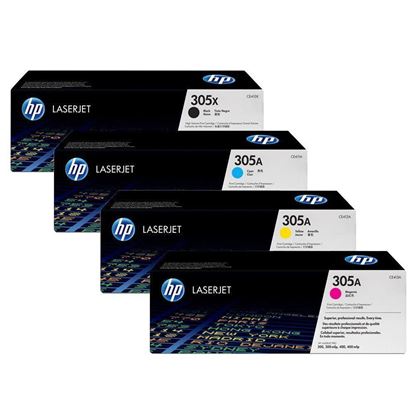 Picture of HP 305A/X Black, Cyan, Magenta, Yellow Original Toner Cartridge Multipack (CE410X/1/2/3A Laser Toner)