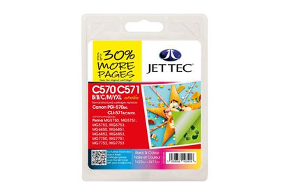 Picture of Jet Tec Recycled Canon PGI-570XL Black & CLI-571XL Black, Cyan, Magenta, Yellow Ink Cartridge Multipack