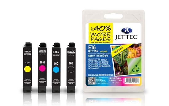 Picture of Jet Tec Recycled Epson T1626 Black, Cyan, Magenta, Yellow Ink Cartridge Multipack