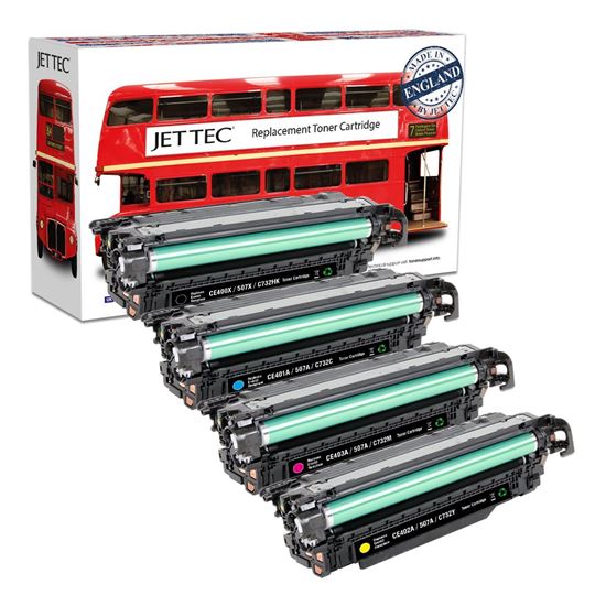 Picture of Jet Tec Recycled HP 507A/X Black, Cyan, Magenta, Yellow (CE400X/1/2/3A) Toner Cartridge Multipack