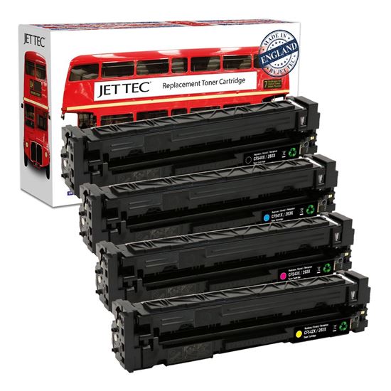 Picture of Jet Tec Recycled HP 203X High Yield Black, Cyan, Magenta, Yellow (CF540/1/2/3X) Toner Cartridge Multipack